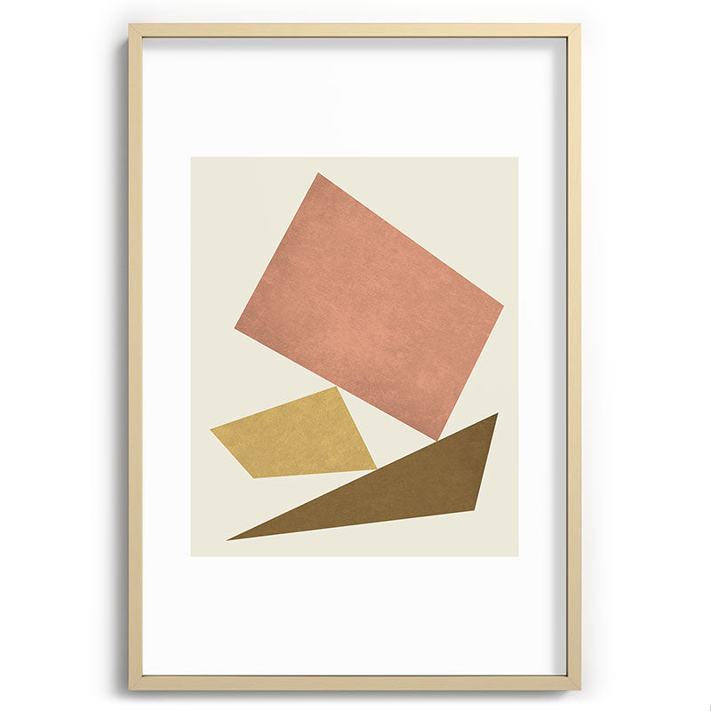 3 Forms Composition - Pink Framed Art Print