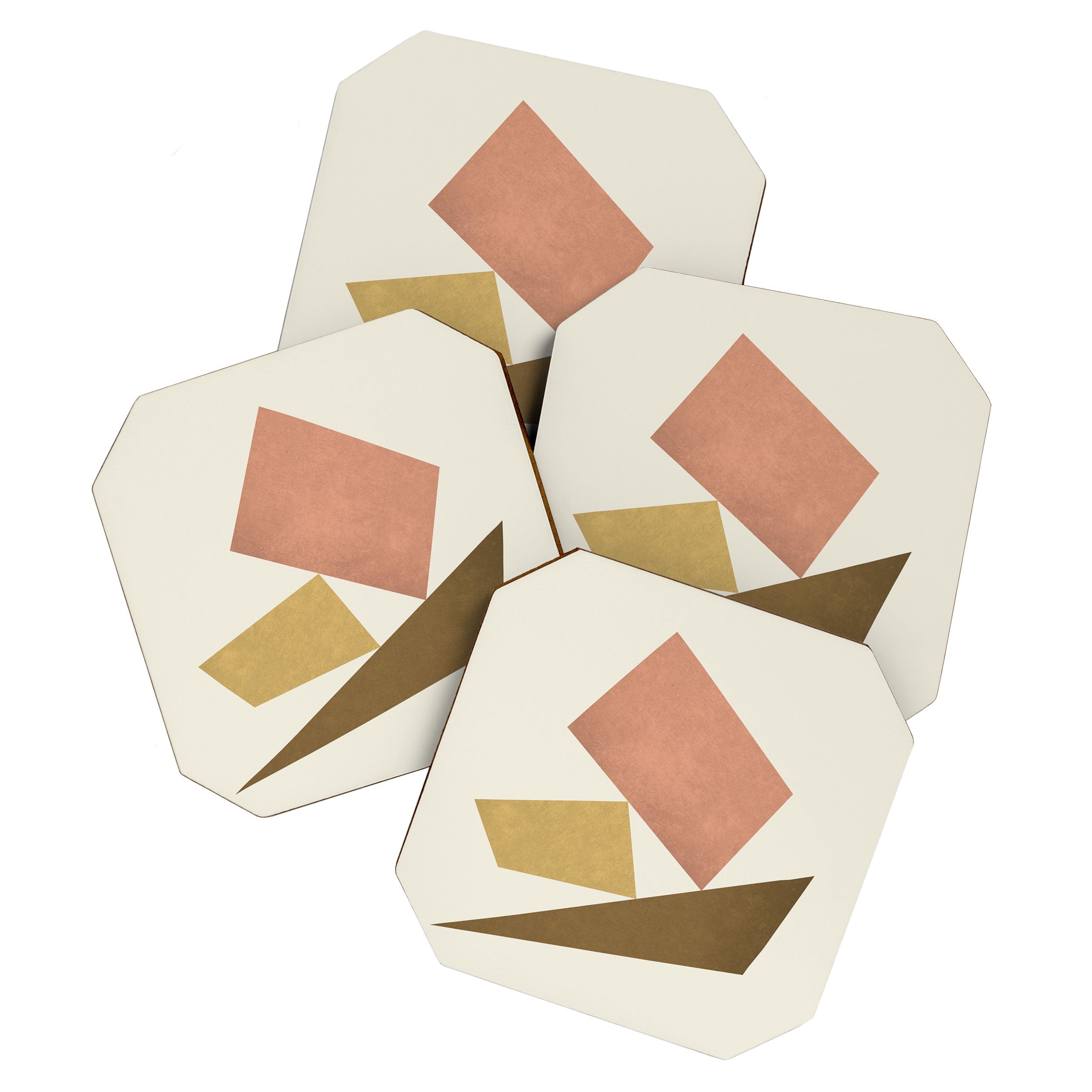 3 Forms Composition - Pink Coaster