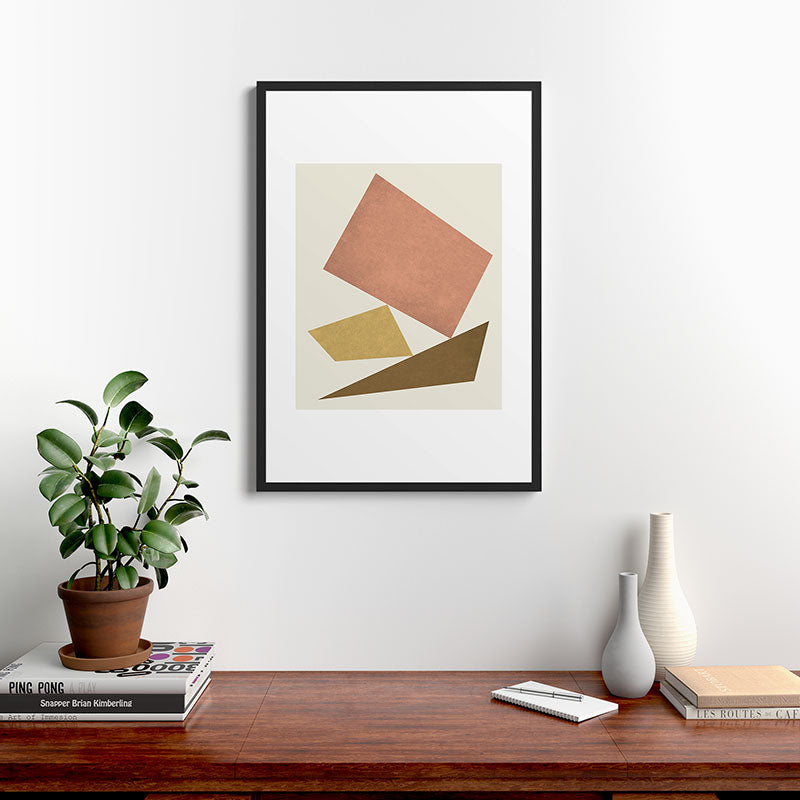 3 Forms Composition - Pink Framed Art Print