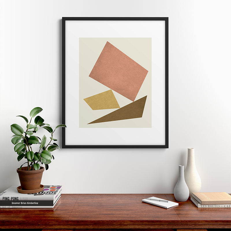 3 Forms Composition - Pink Framed Art Print