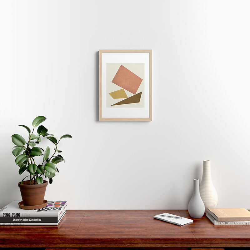 3 Forms Composition - Pink Framed Art Print