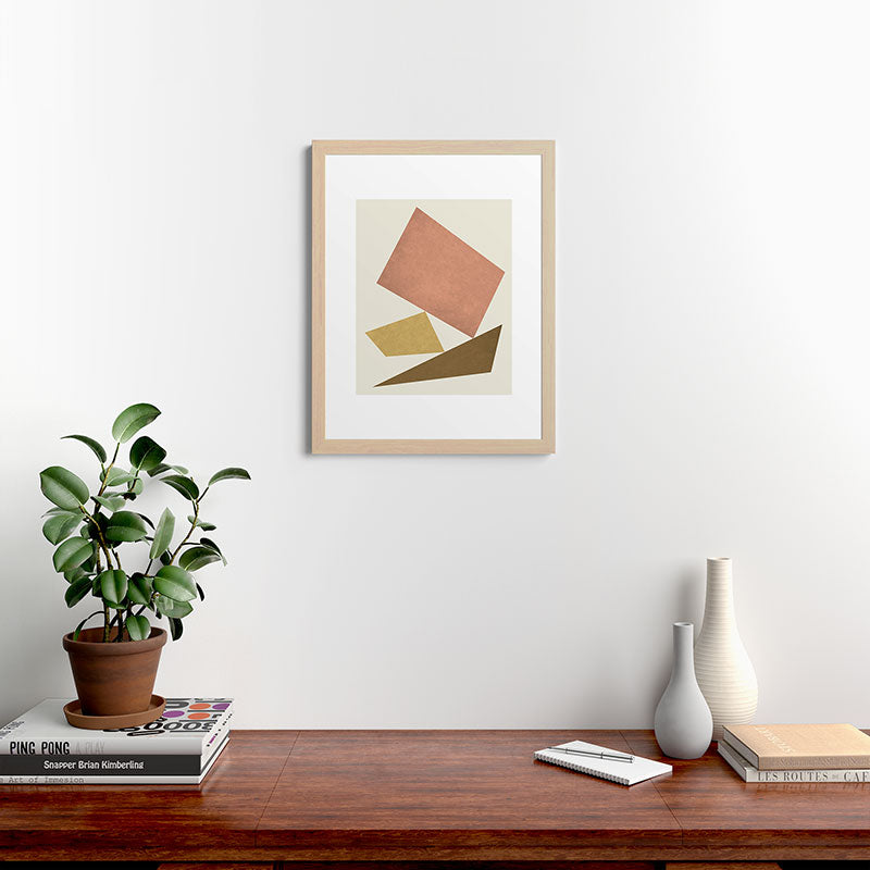 3 Forms Composition - Pink Framed Art Print