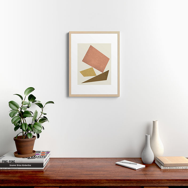 3 Forms Composition - Pink Framed Art Print