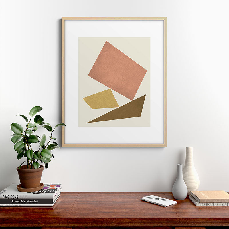 3 Forms Composition - Pink Framed Art Print