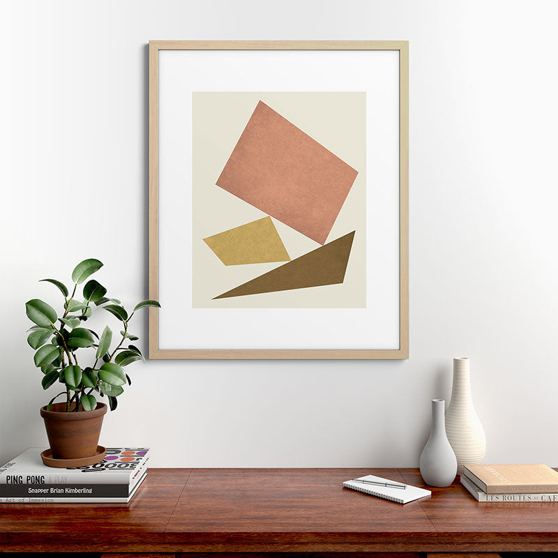 3 Forms Composition - Pink Framed Art Print