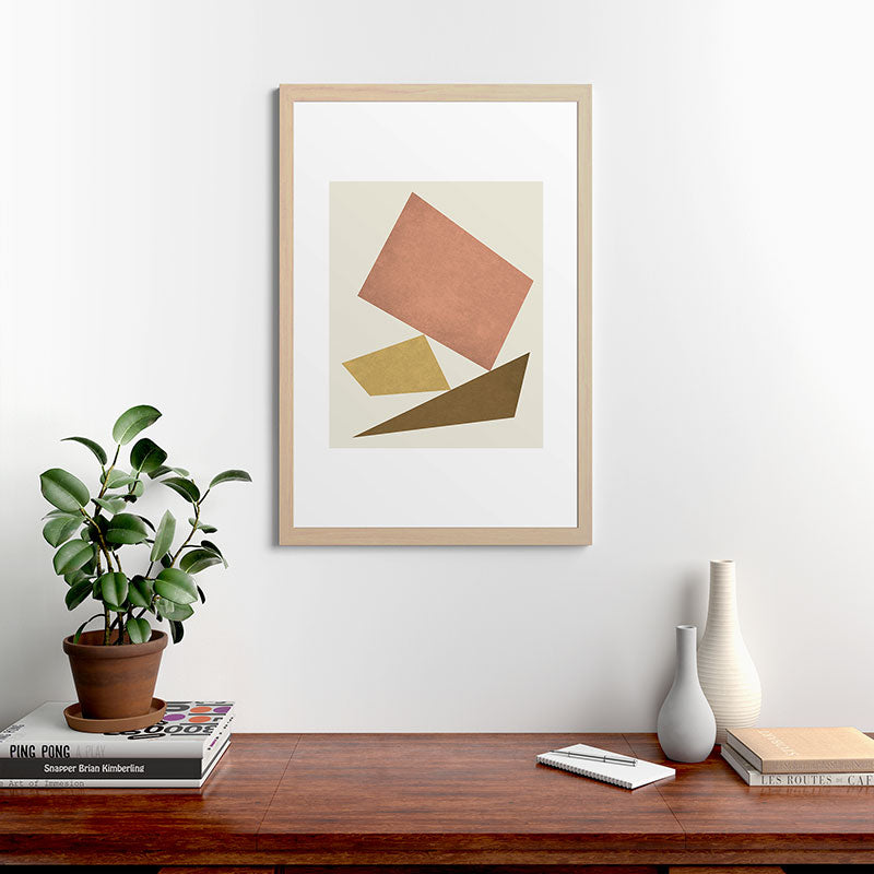 3 Forms Composition - Pink Framed Art Print