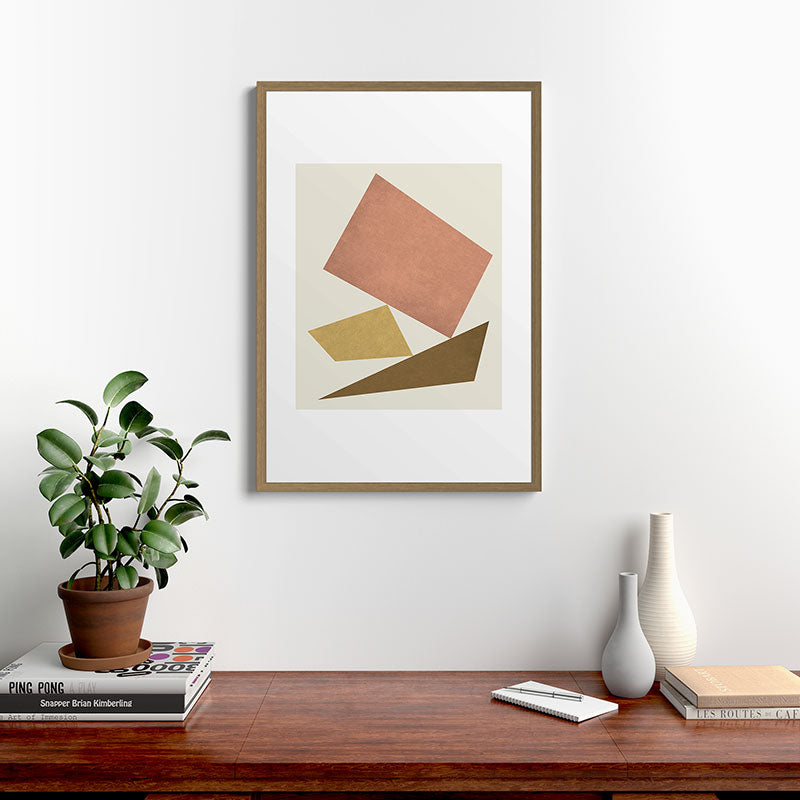 3 Forms Composition - Pink Framed Art Print