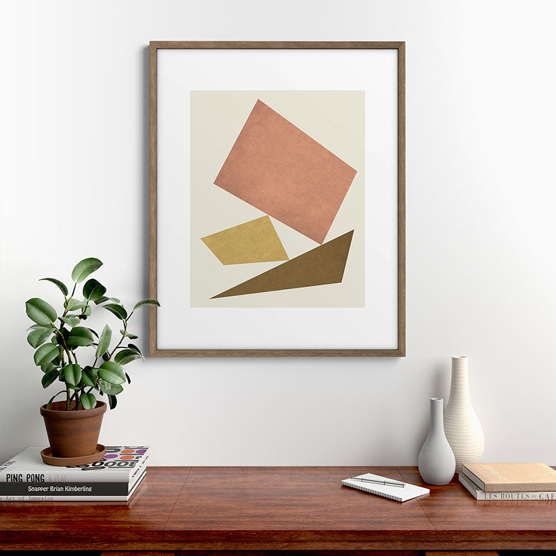 3 Forms Composition - Pink Framed Art Print