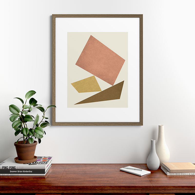 3 Forms Composition - Pink Framed Art Print