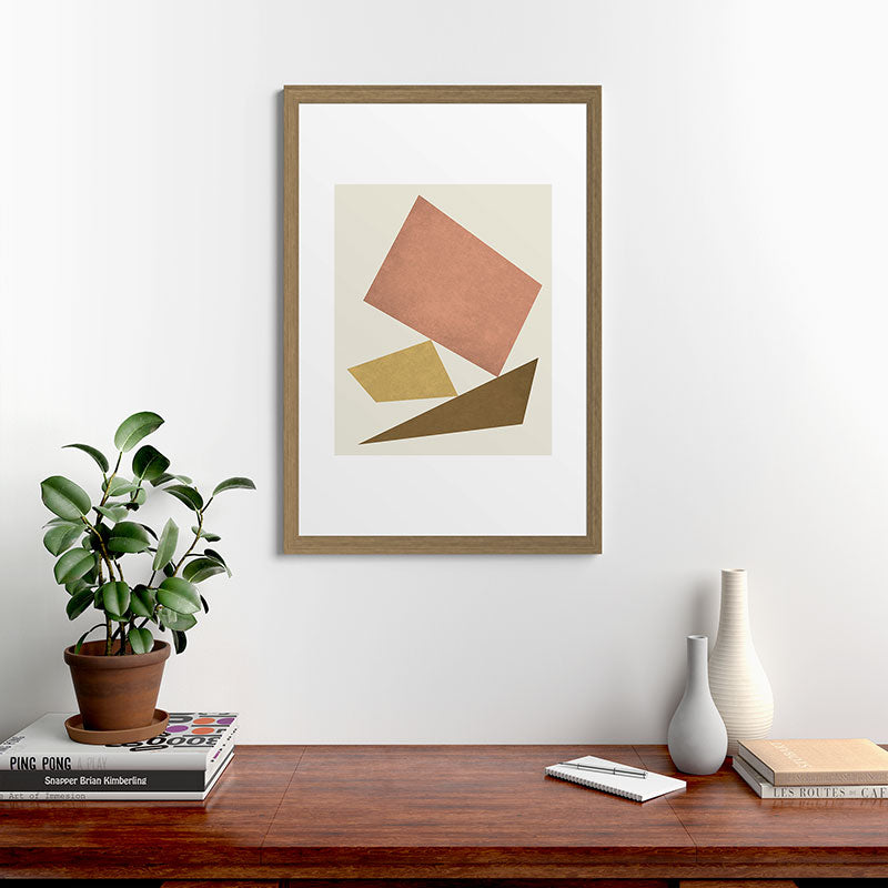 3 Forms Composition - Pink Framed Art Print