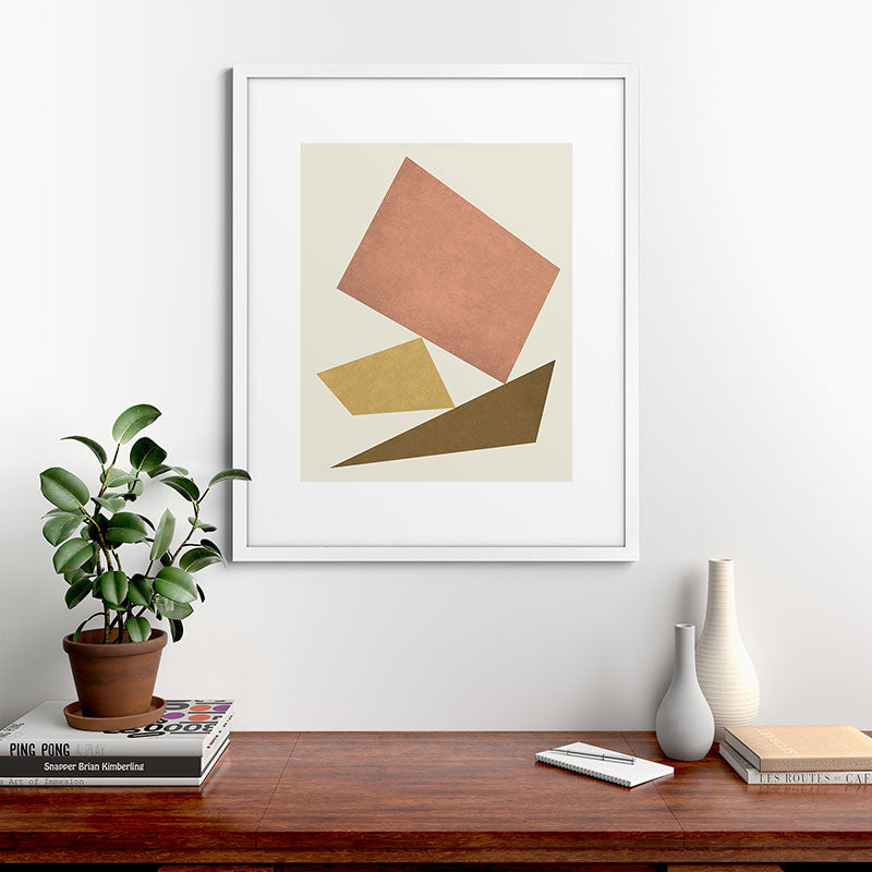3 Forms Composition - Pink Framed Art Print