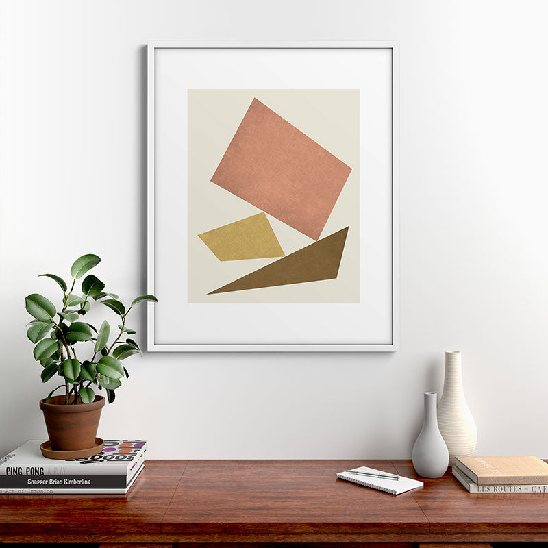 3 Forms Composition - Pink Framed Art Print