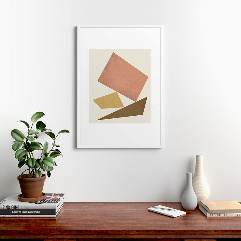 3 Forms Composition - Pink Framed Art Print