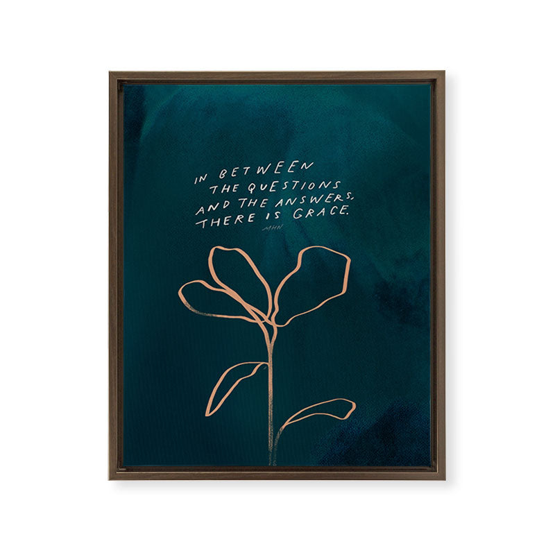 "In Between The Questions And The Answers, There Is Grace." Framed Canvas Print