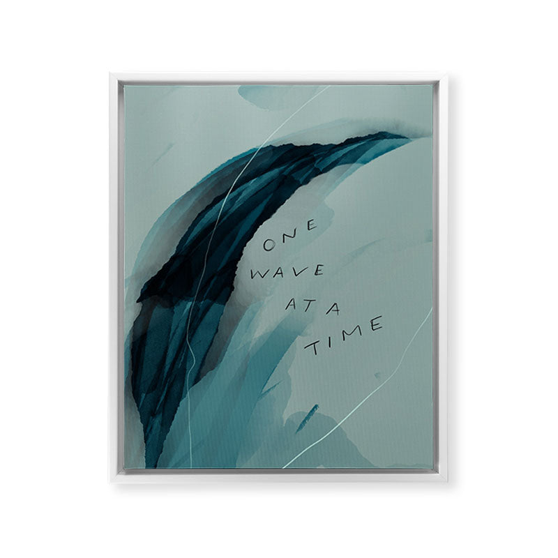 "One Wave At A Time" Framed Canvas Print