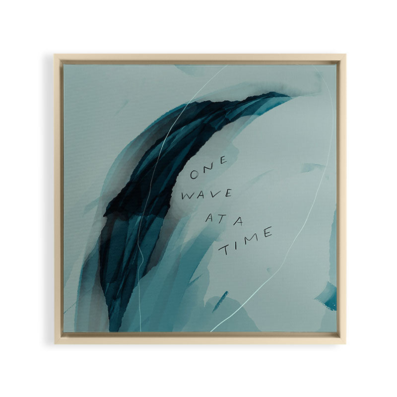 "One Wave At A Time" Framed Canvas Print