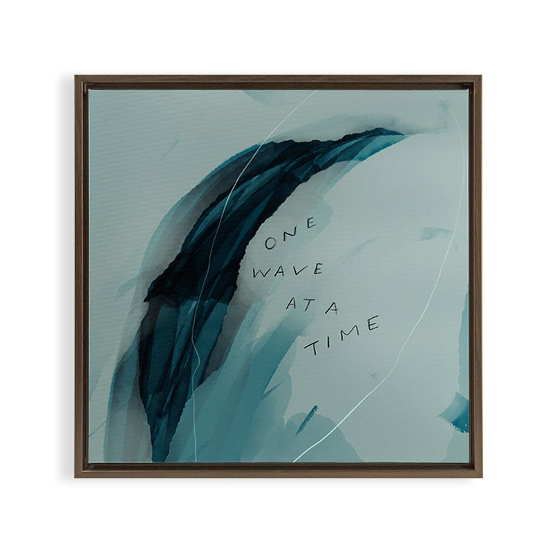 "One Wave At A Time" Framed Canvas Print