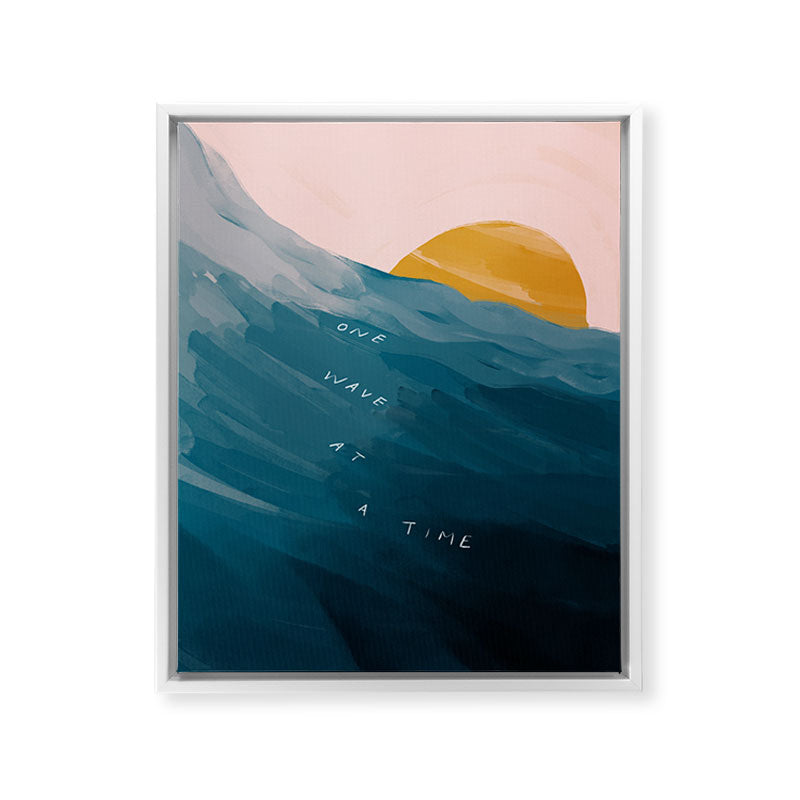 "One Wave At A Time" Framed Canvas Print