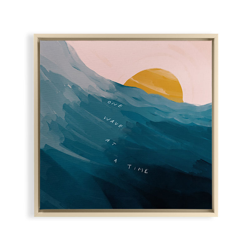 "One Wave At A Time" Framed Canvas Print
