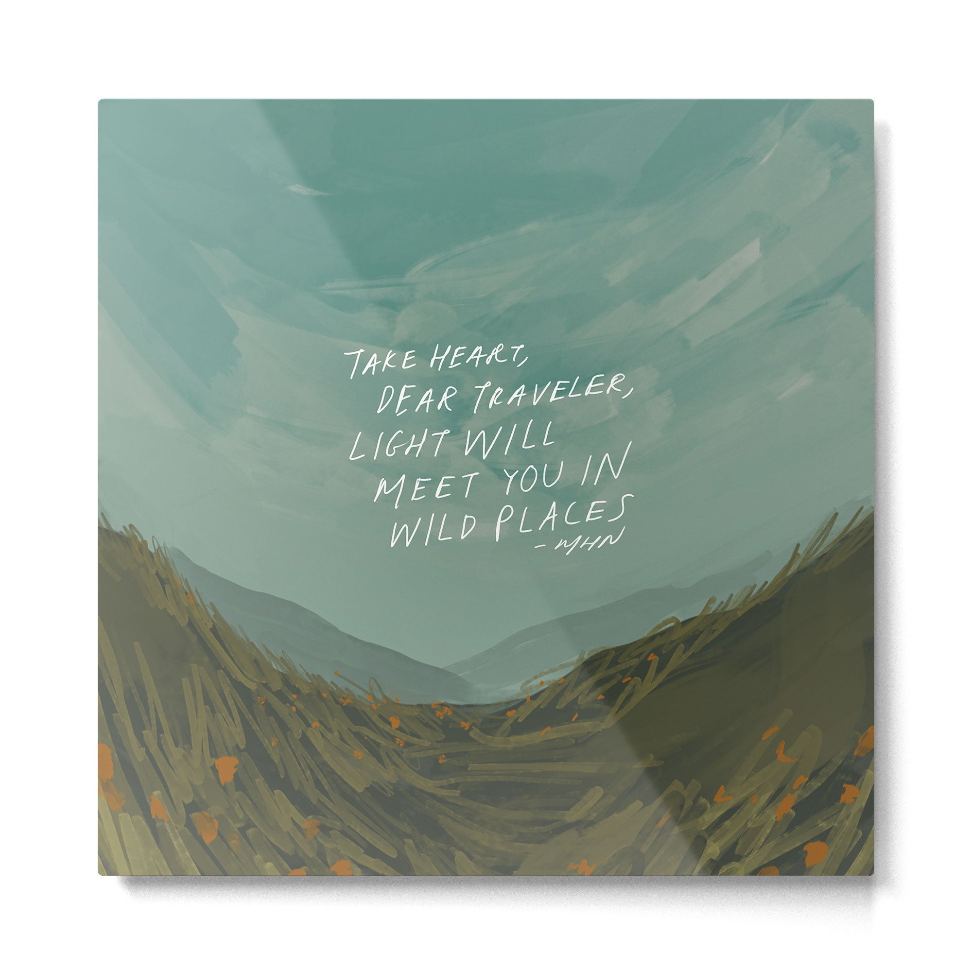 "Take Heart, Dear Traveller, Light Will Meet You In Wild Places." | Landscape Design Metal Print