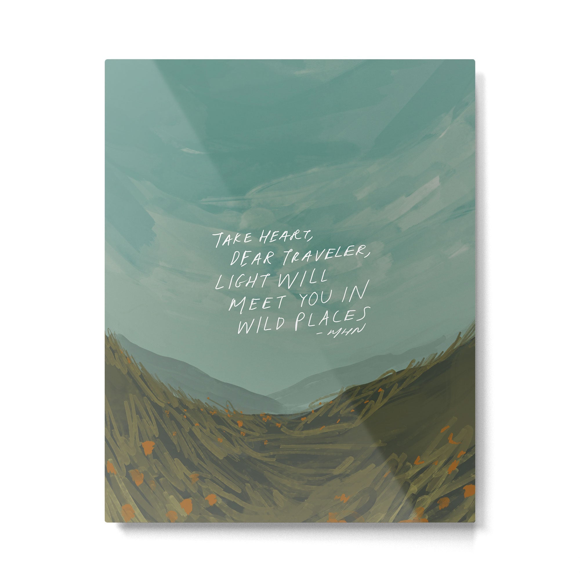 "Take Heart, Dear Traveller, Light Will Meet You In Wild Places." | Landscape Design Metal Print