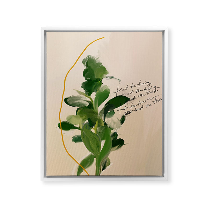 "Trust The Timing." Framed Canvas Print