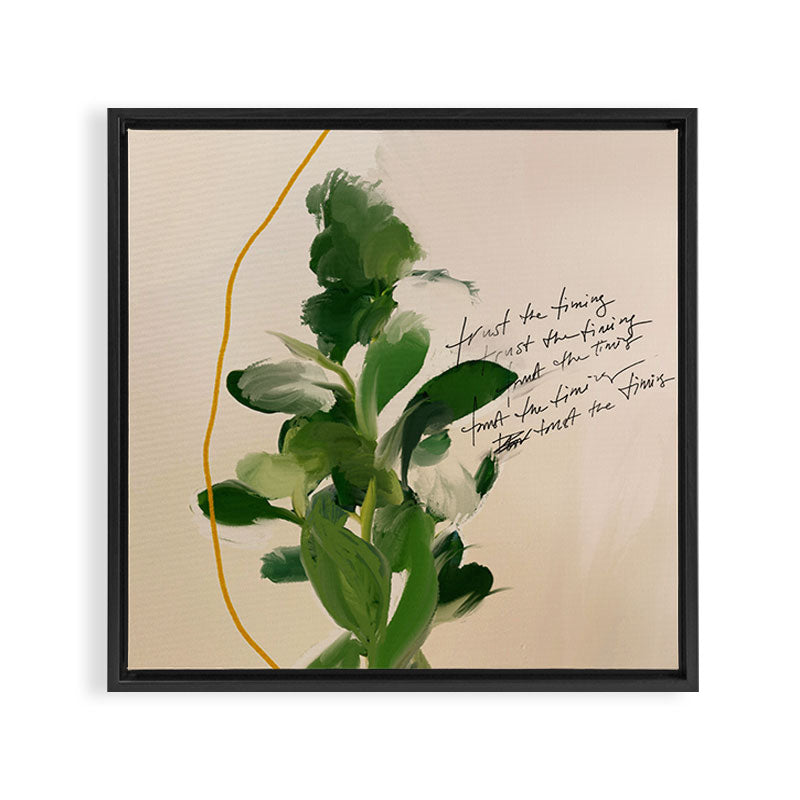"Trust The Timing." Framed Canvas Print
