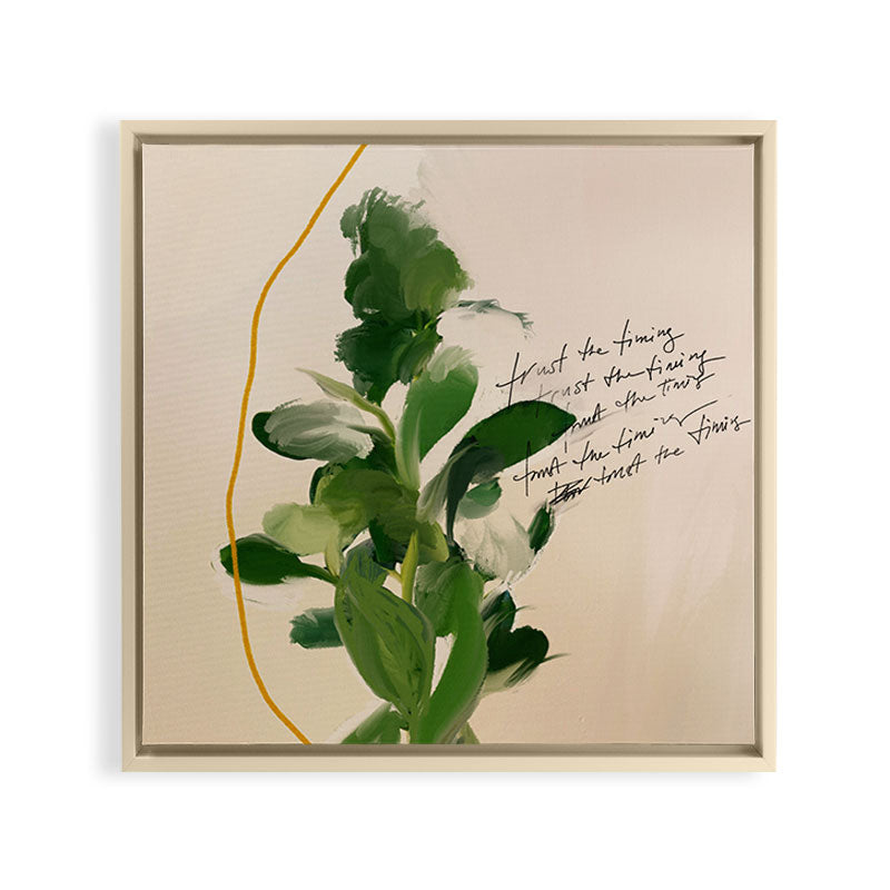 "Trust The Timing." Framed Canvas Print