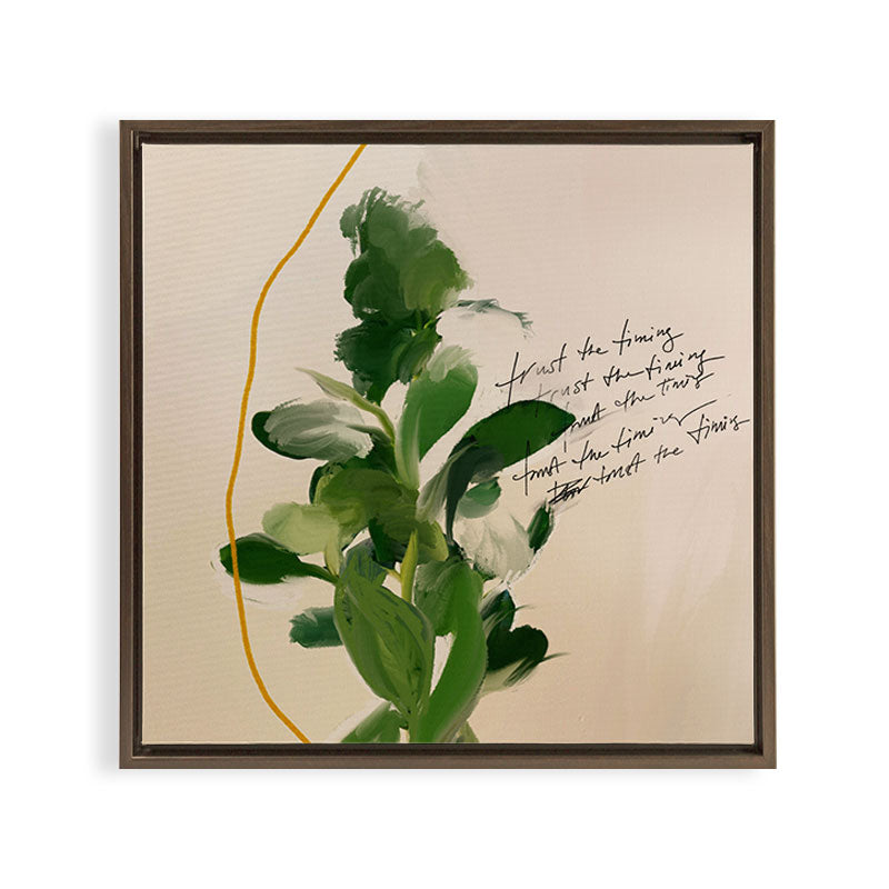 "Trust The Timing." Framed Canvas Print