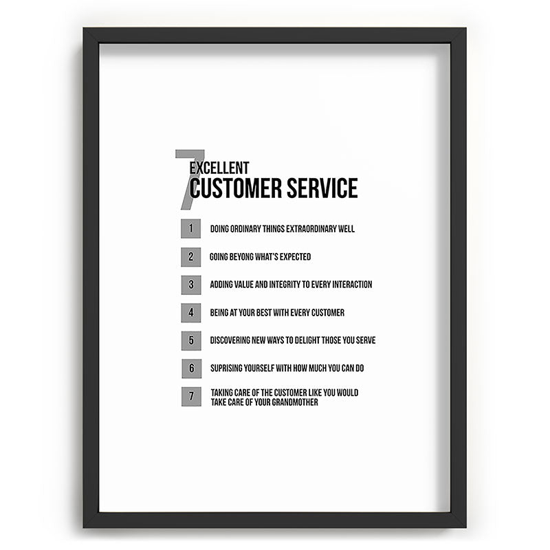 7 Excellent Customer Service, Customer Service Quotes, Quote To Print Framed Art Print