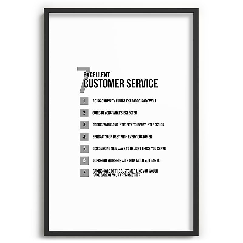 7 Excellent Customer Service, Customer Service Quotes, Quote To Print Framed Art Print