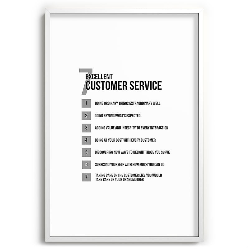 7 Excellent Customer Service, Customer Service Quotes, Quote To Print Framed Art Print