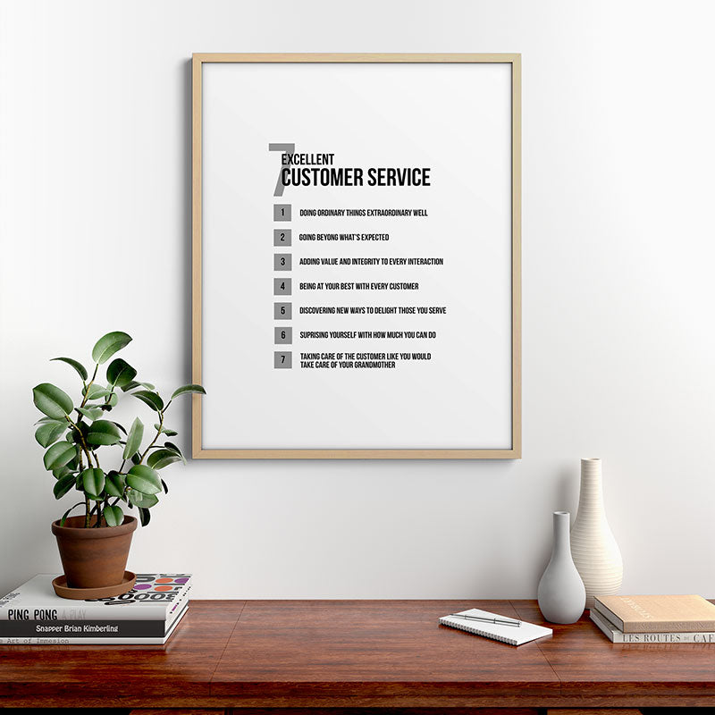 7 Excellent Customer Service, Customer Service Quotes, Quote To Print Framed Art Print