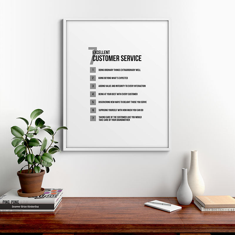 7 Excellent Customer Service, Customer Service Quotes, Quote To Print Framed Art Print