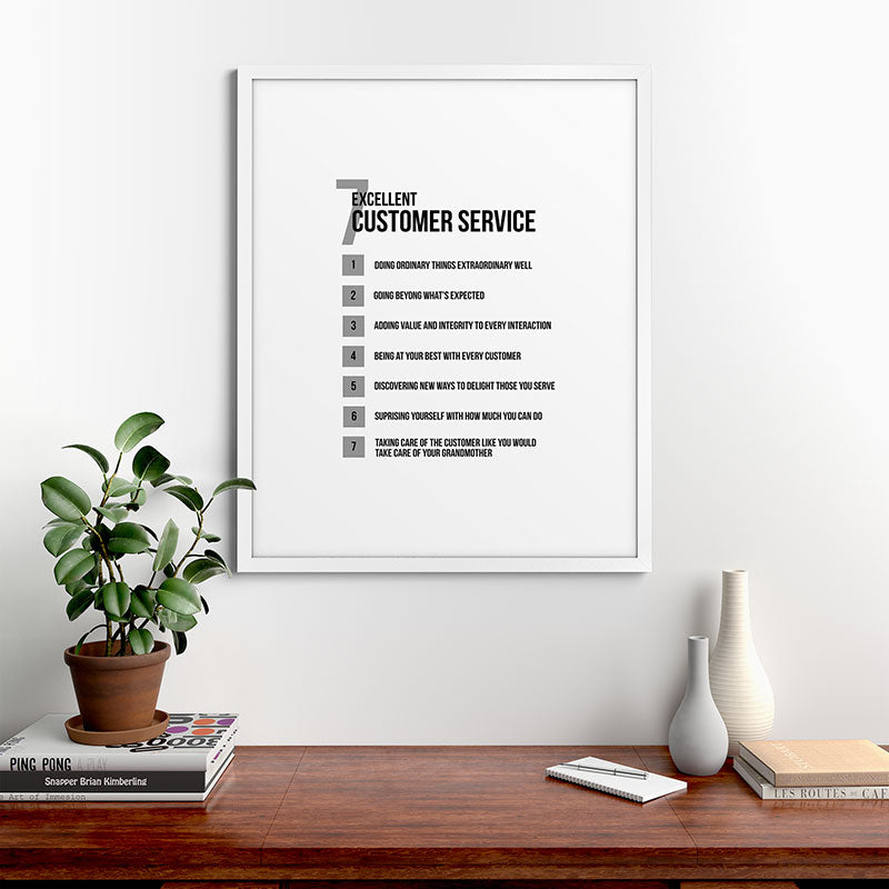 7 Excellent Customer Service, Customer Service Quotes, Quote To Print Framed Art Print