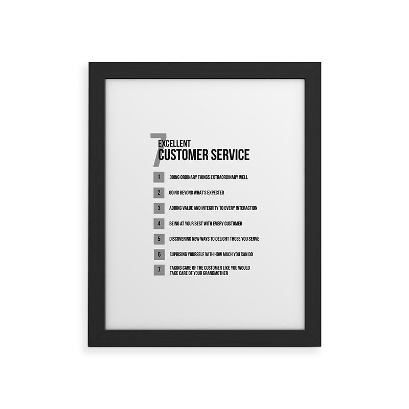 7 Excellent Customer Service, Customer Service Quotes, Quote To Print Framed Art Print