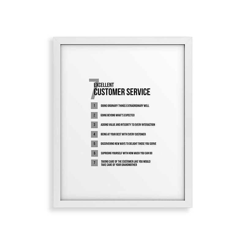 7 Excellent Customer Service, Customer Service Quotes, Quote To Print Framed Art Print