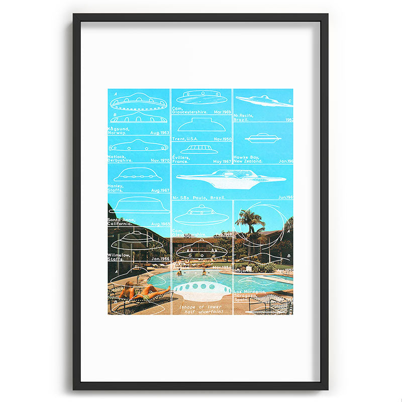 60s UFO sightings Framed Art Print