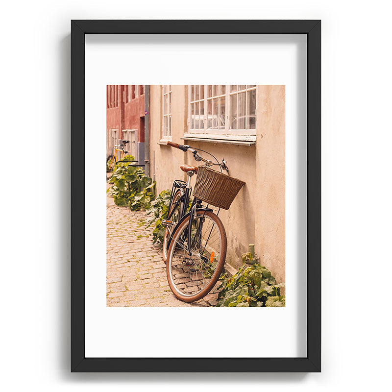 A bicycle in a Copenhagen street | Travel photography | Scandi Europe Scandinavia  Framed Art Print