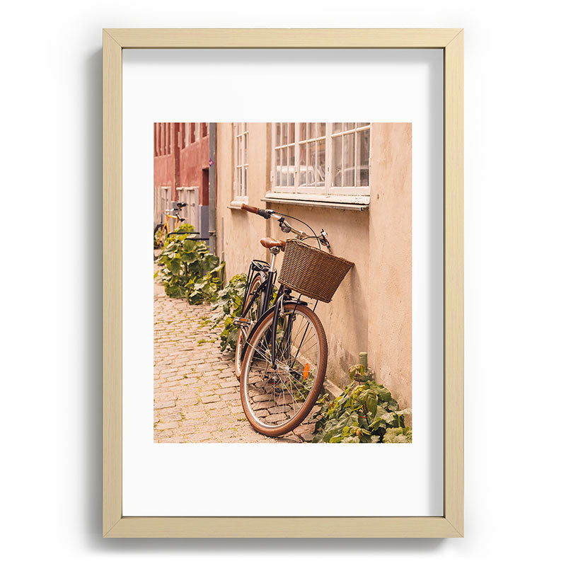 A bicycle in a Copenhagen street | Travel photography | Scandi Europe Scandinavia  Framed Art Print