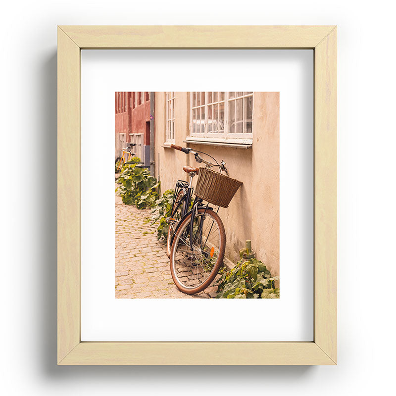 A bicycle in a Copenhagen street | Travel photography | Scandi Europe Scandinavia  Framed Art Print