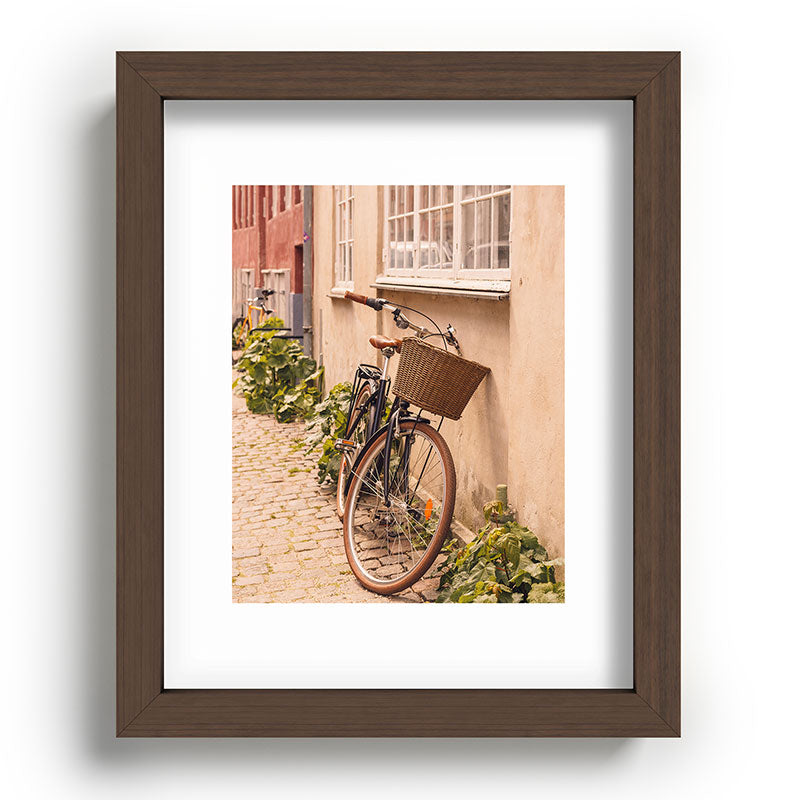 A bicycle in a Copenhagen street | Travel photography | Scandi Europe Scandinavia  Framed Art Print