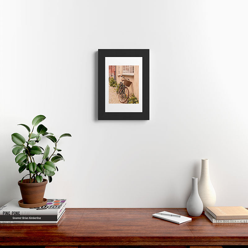 A bicycle in a Copenhagen street | Travel photography | Scandi Europe Scandinavia  Framed Art Print