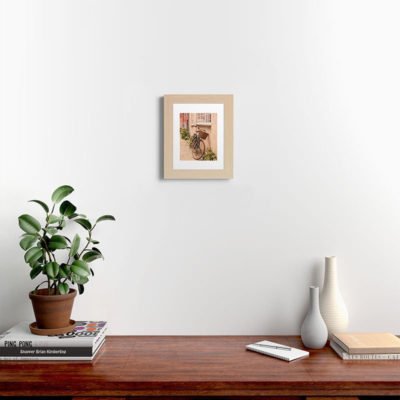 A bicycle in a Copenhagen street | Travel photography | Scandi Europe Scandinavia  Framed Art Print