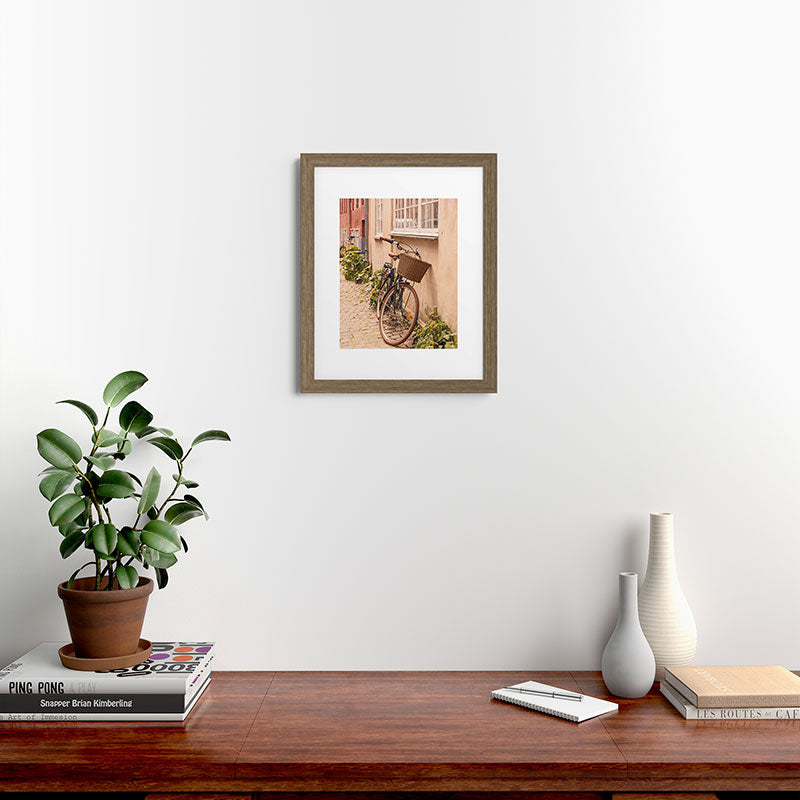 A bicycle in a Copenhagen street | Travel photography | Scandi Europe Scandinavia  Framed Art Print