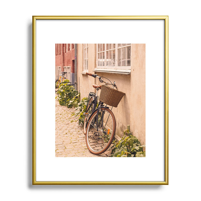 A bicycle in a Copenhagen street | Travel photography | Scandi Europe Scandinavia  Framed Art Print