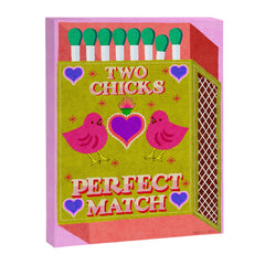 2 Chicks Perfect Match Vintage Matchbox Green & Pink Palette Canvas Print