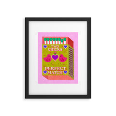 2 Chicks Perfect Match Vintage Matchbox Green & Pink Palette Framed Art Print