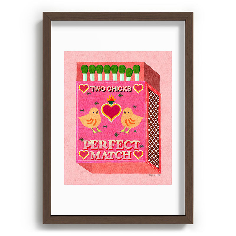 2 Chicks Perfect Match Vintage Matchbox Light Pink Palette Framed Art Print