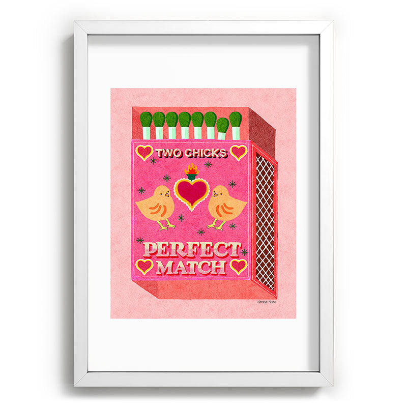 2 Chicks Perfect Match Vintage Matchbox Light Pink Palette Framed Art Print